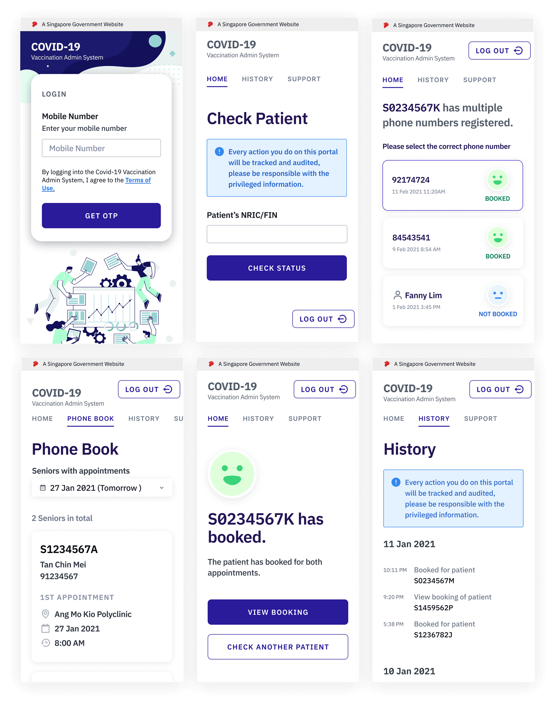 Proxy booking screens